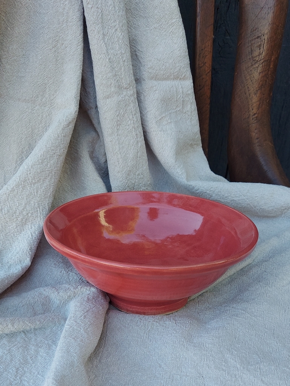 Handcrafted Glossy Red Ceramic Serving Bowl - Home Art Ceramics